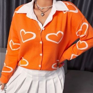 Neon Orange Heart Cardigan